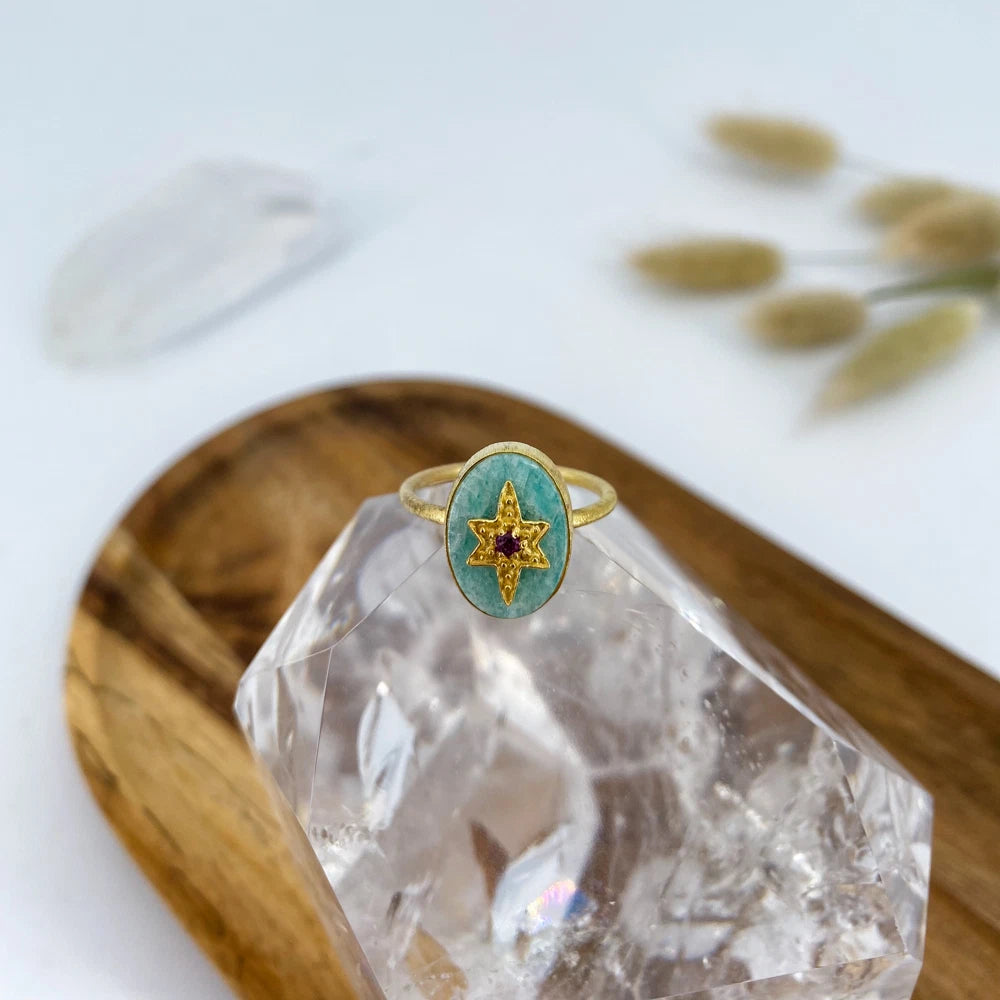 Bague en Amazonite – Modèle Elena